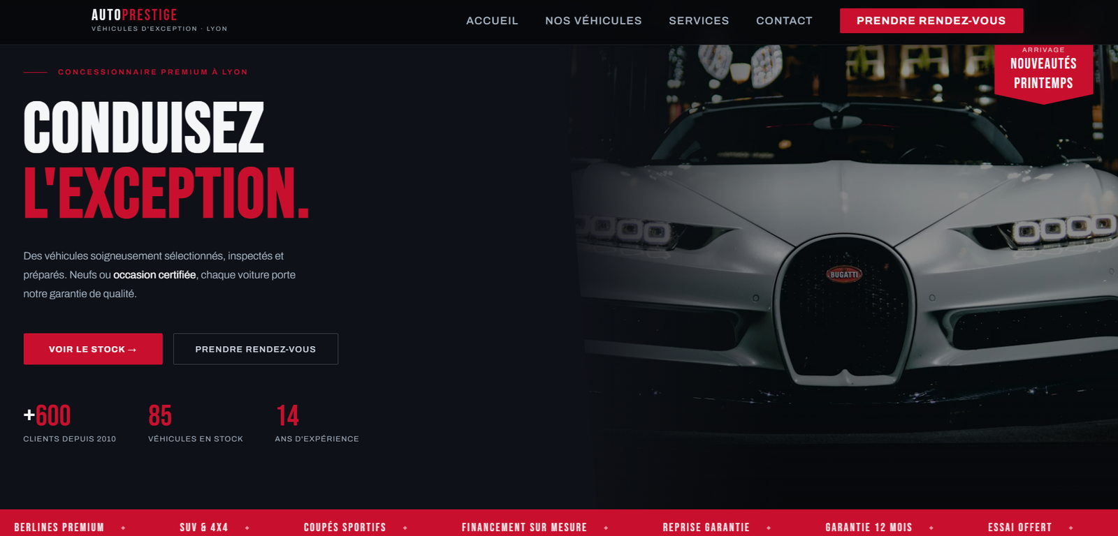 Site internet pour concessionnaire automobile — AutoPrestige