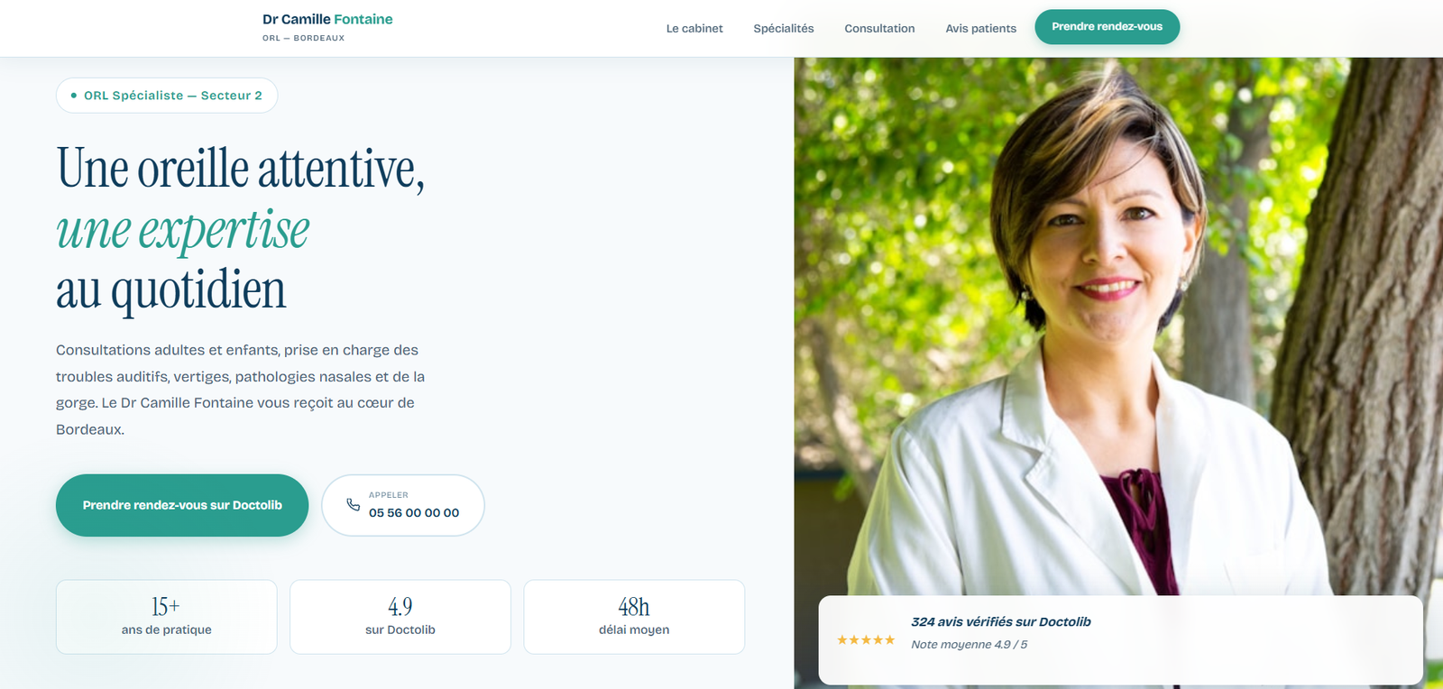 Site internet pour médecin spécialiste ORL — Dr Fontaine