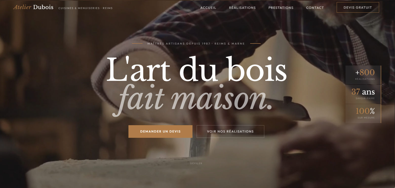 Site internet cuisiniste menuisier Atelier Dubois Reims