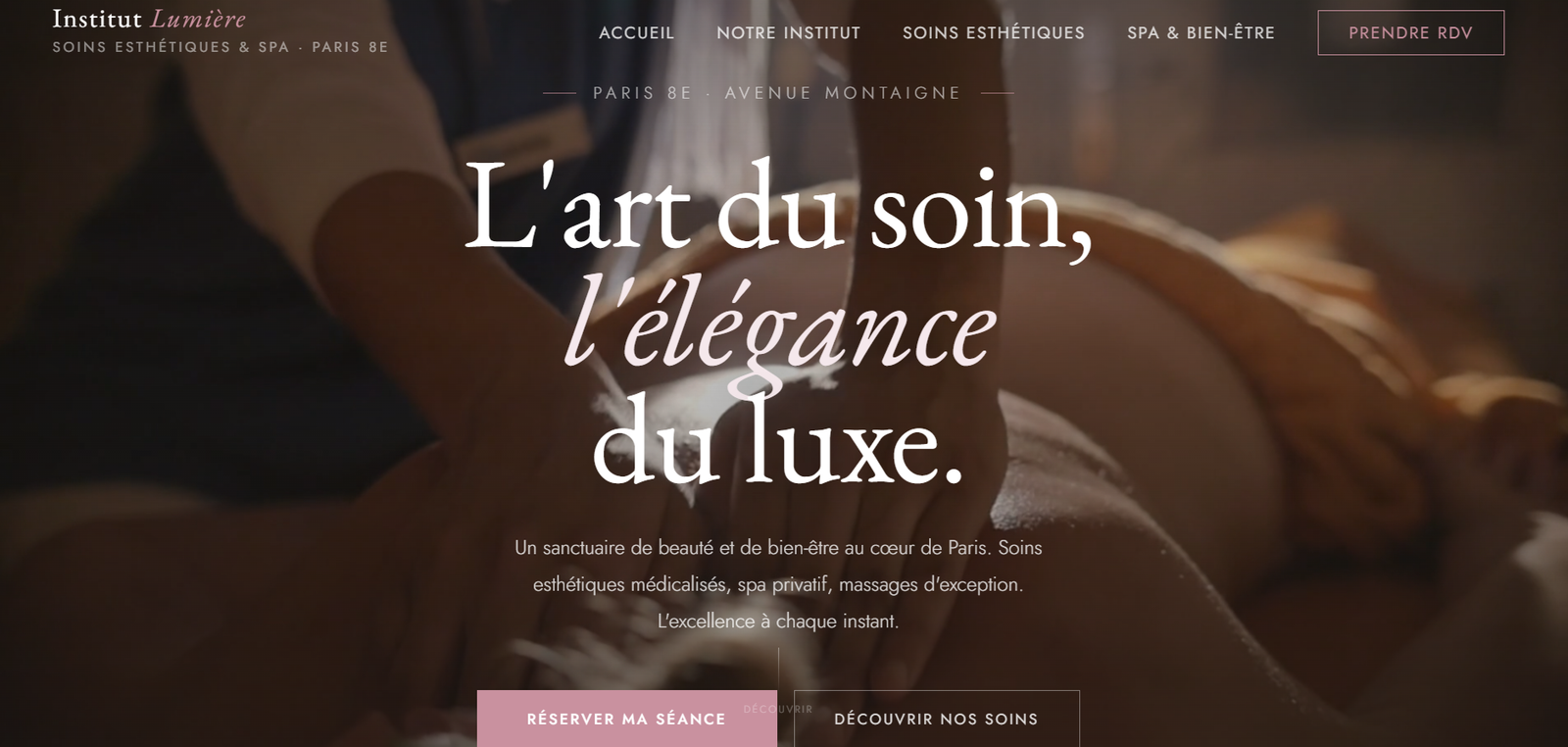 Site internet institut soins esthétiques spa Institut Lumière Paris