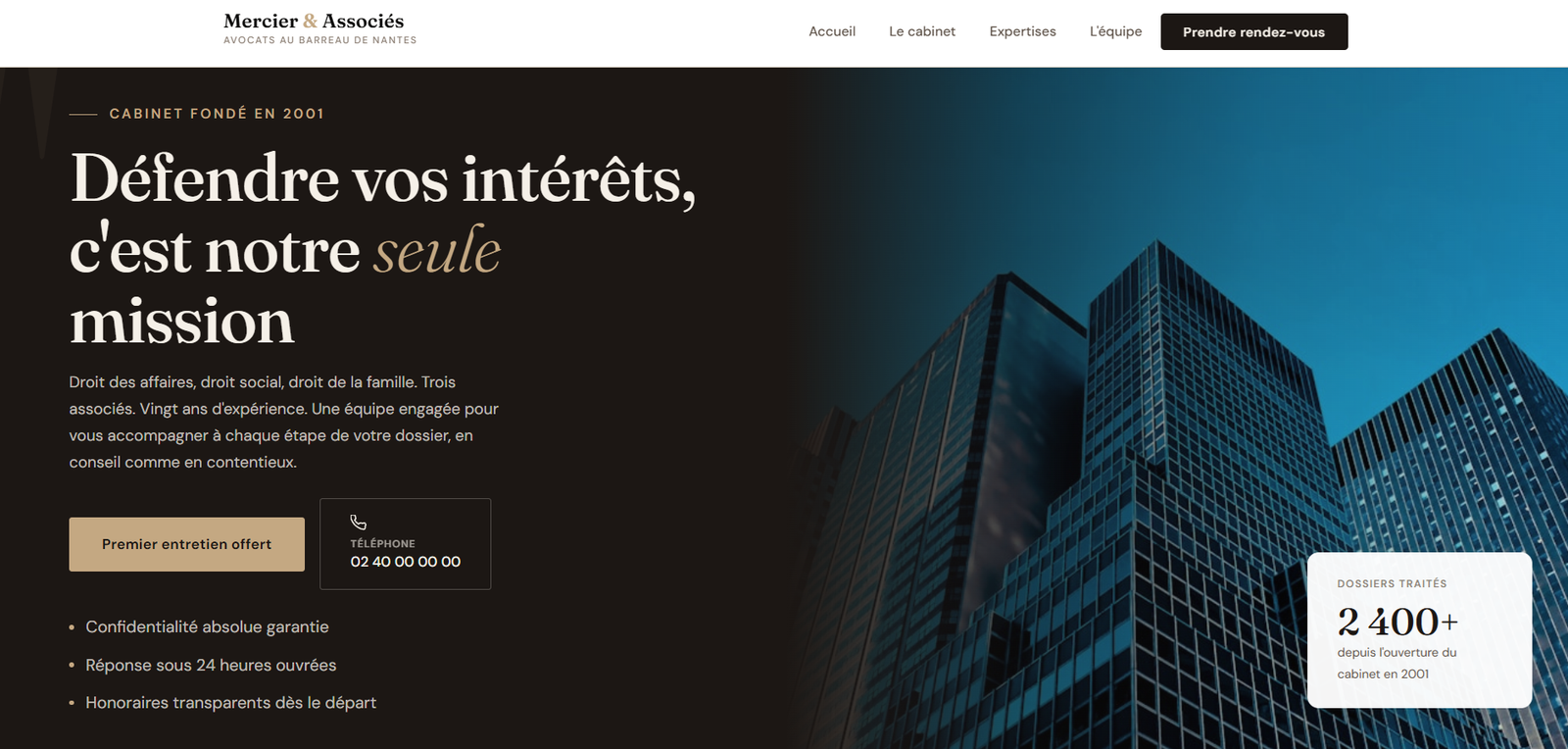 Site internet cabinet d'avocats Mercier Associés