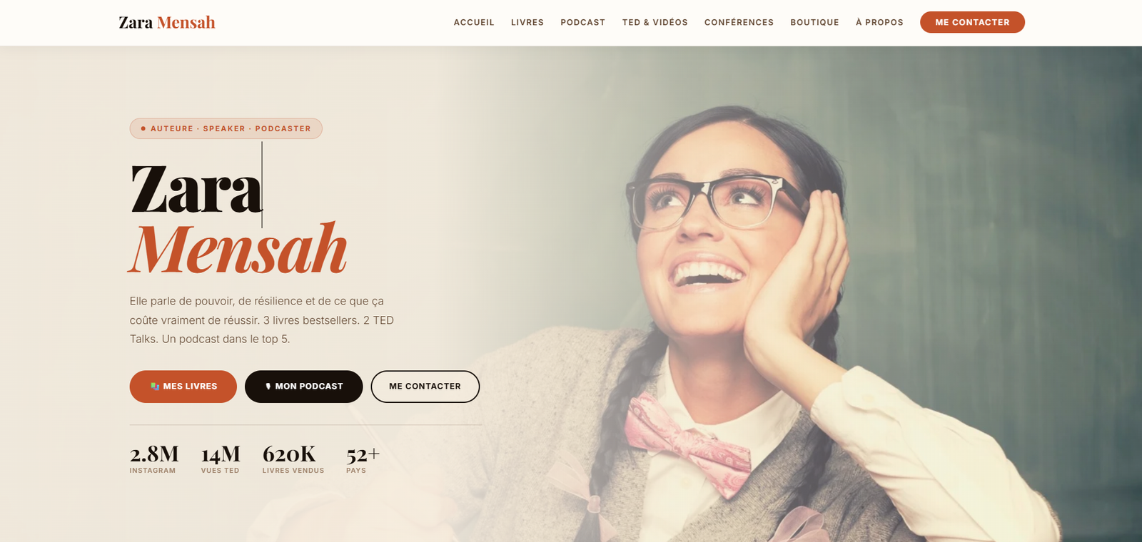 Site internet influenceuse Zara Mensah